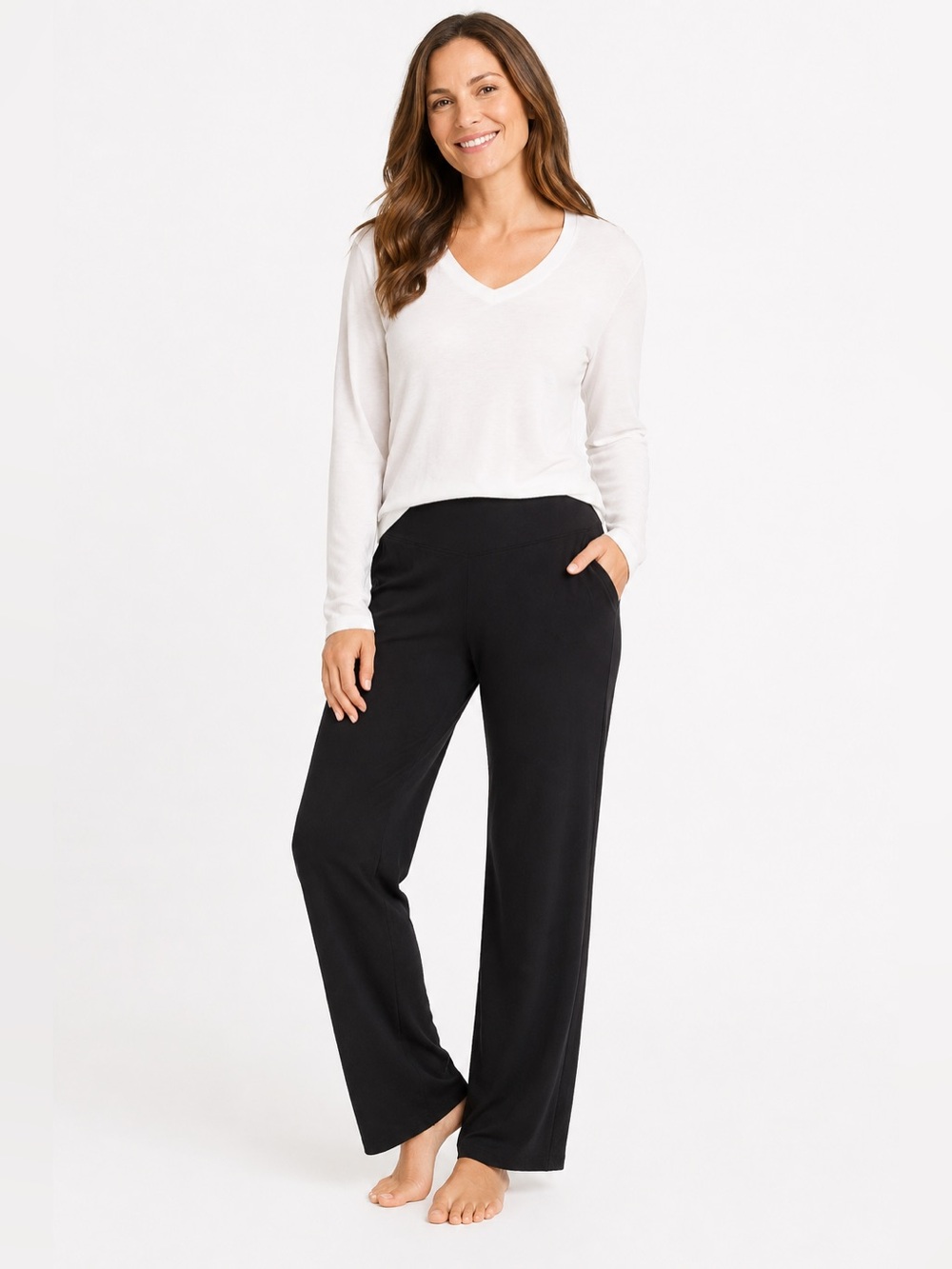 Soma Pants Womens Large Black Pull On Lounge Soft Stretch relaxed wide Leg